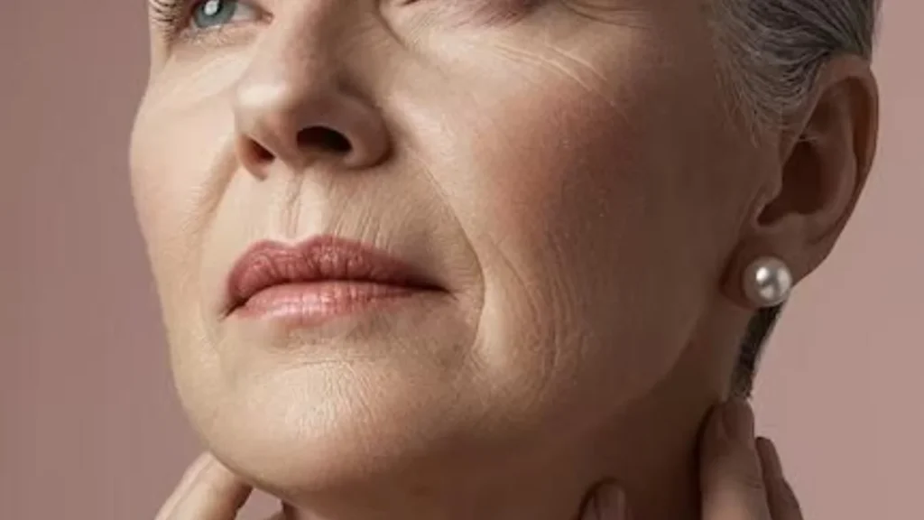 Close-up of an aged woman’s face