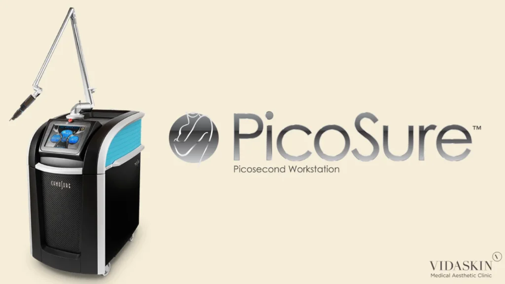 PicoSure picosecond laser workstation used for aesthetic treatments at VIDASKIN clinic.