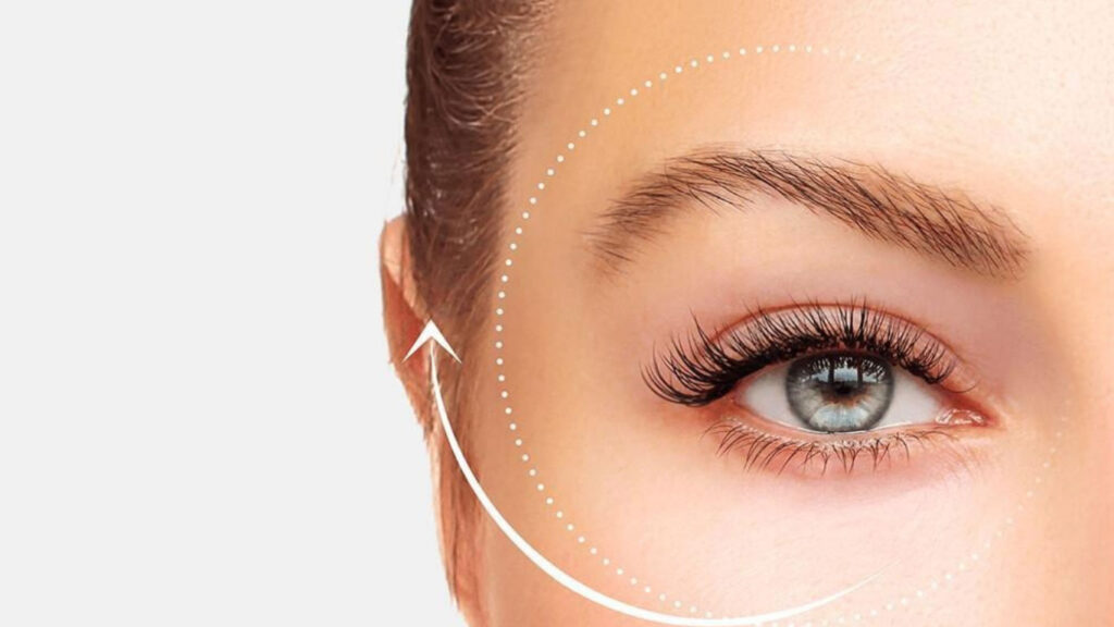 Close-up of a woman’s eye and brow