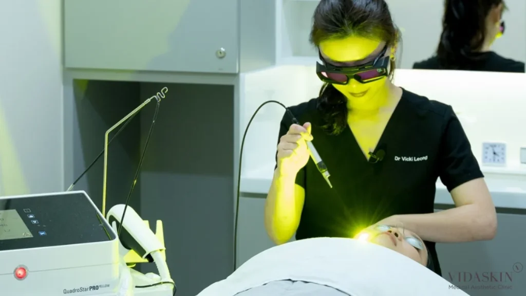 Patient undergoing laser treatment