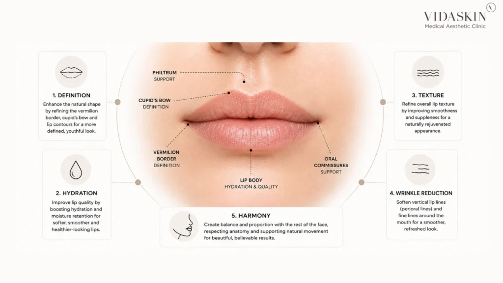 Improving lip hydration and texture