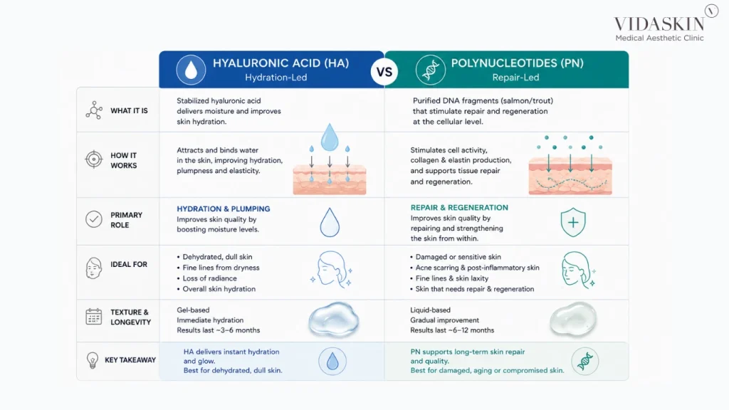 Key functional differences between HA and PN Injections