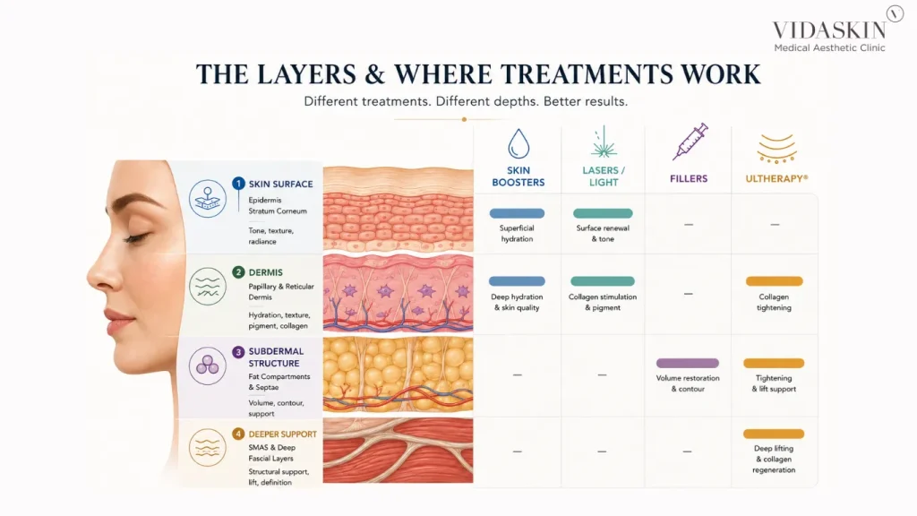 Layers of the skin where treatments work