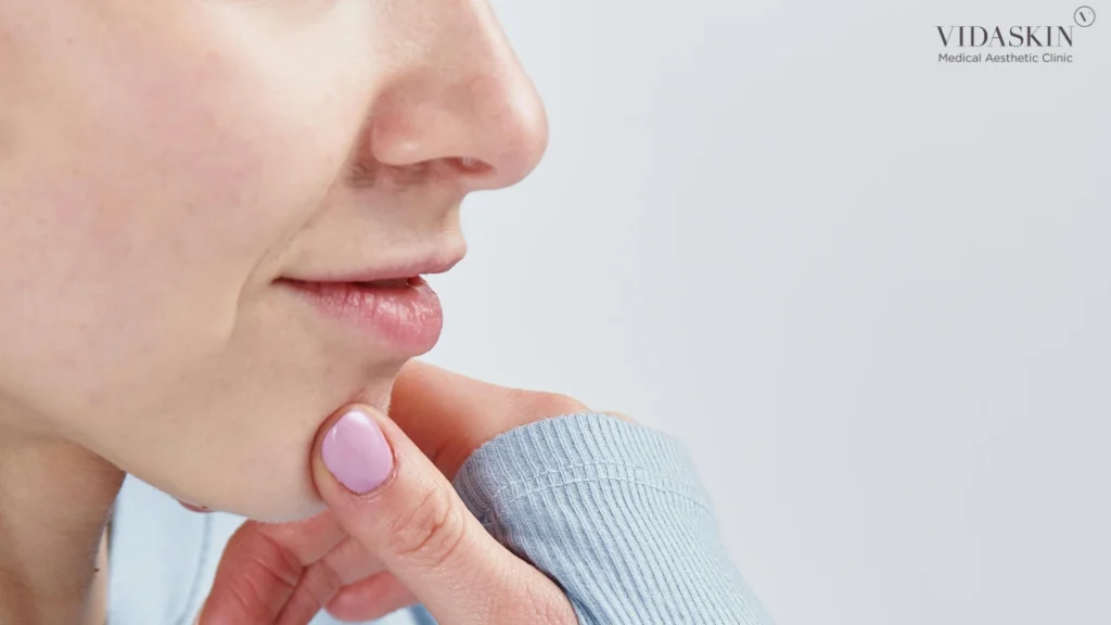 Woman holding her chin
