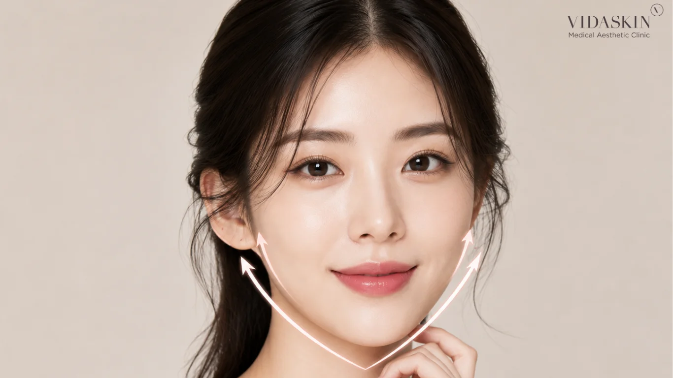 Asian woman with a V-shaped face